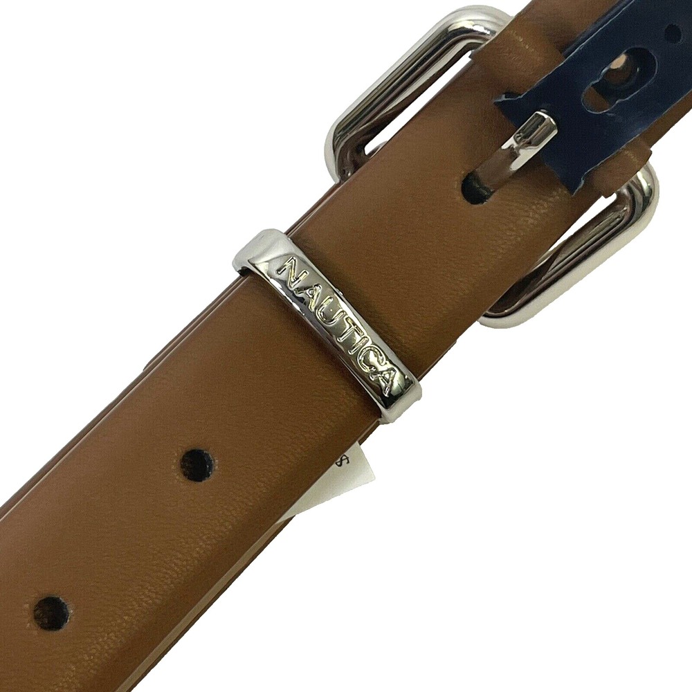 Nautica Belt Tan XL Faux-Leather Brown Cognac New NB3251 Mens